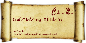 Csákány Milán névjegykártya