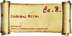 Csákány Milán névjegykártya